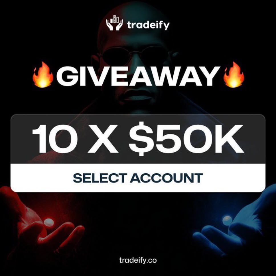 Tradewithsam02's tweet photo. 🎁 10 × $50K Tradify Accounts GIVEAWAY! 🔥

Want a shot at a $50K funded account? This one is simple.

✅ Follow @theproptruth @tradewithsam02
✅ Tag 3 traders in the comments

🏆 10 winners will be picked from the comments. https://t.co/CCsCv5CSyF
