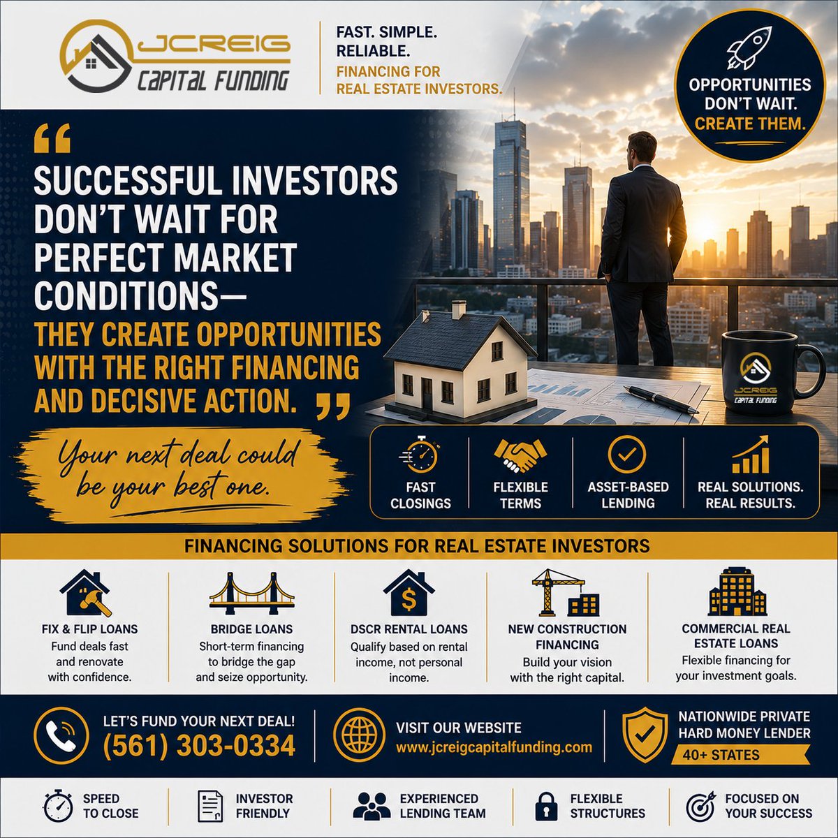 jcreigcapital's tweet photo. Real estate investors know that opportunities can come in many forms—a fix &amp; flip, rental property, bridge opportunity, ground-up, or commercial acquisition.

Don't wait until the last minute to figure out your financing.
https://t.co/7KGNF53BNS
#FixAndFlip #DSCRLoan #BridgeLoan https://t.co/rc67H0XJua
