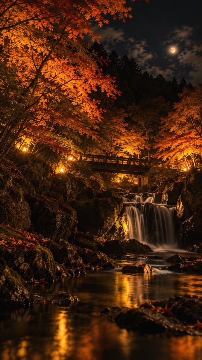 _ai_nature_art's tweet photo. 9月も後半近くになってきたので、そろそろ赤く染まる景色も投稿したくなる頃 🍁🌙🏮 https://t.co/wHF3DtsQZ8
