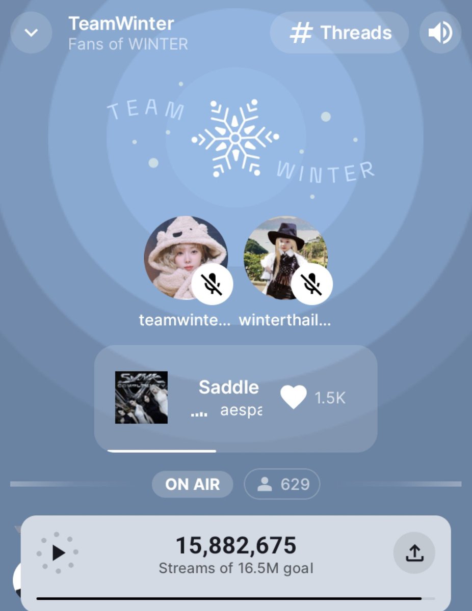 WINTER_THAILAND's tweet photo. แมสสตรีมวันที่ 6 ใน Stationhead 2 ชั่วโมง ตั้งแต่ 18:00 - 20:00 น. อย่าเพิ่งเบื่อพิกันน้าา ชวนมาเพิ่มยอดสตรีมให้น้องหนาวกัน 👶🤠💃🍼

🎧 Saddle Up Playlist D7 : https://t.co/BKVmQwoEJk

📻 Stationhead 24/7 : https://t.co/rULI441xgJ

#WINTER_SADDLE_UP
#สตรีมให้น้องหนาว #StreamForWINTER