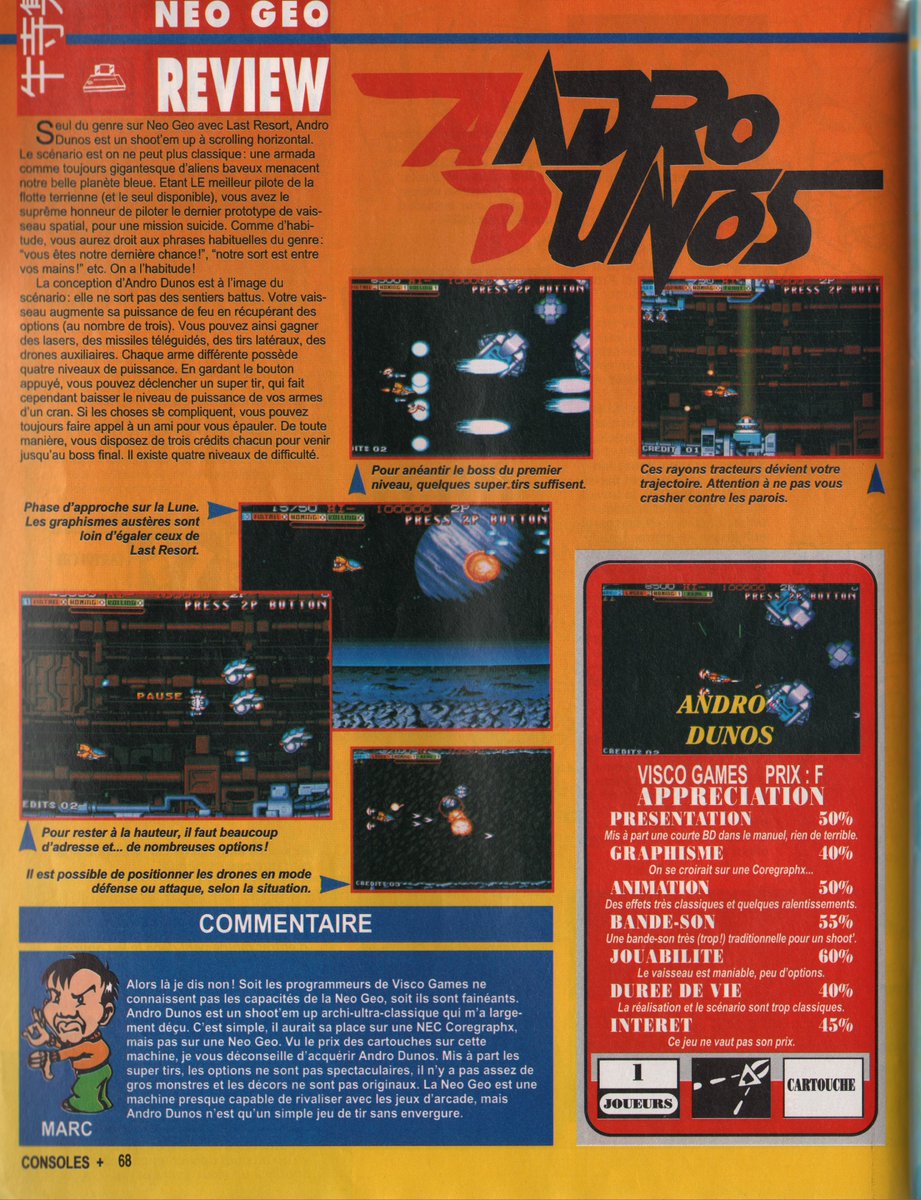 AllmightoFranky's tweet photo. #Nostalgeek en retard,la suite du feuilletage du #ConsolesPlus de la rentrée 1992 avec des tests par milliers!On commence avec le banger #SuperCastlevaniaIV sur #Supernes,et #AndrosDunos sur #NeoGeo!#retro #retrogaming #oldschool #80s #90s 1/5 https://t.co/Ftejy4mVqf