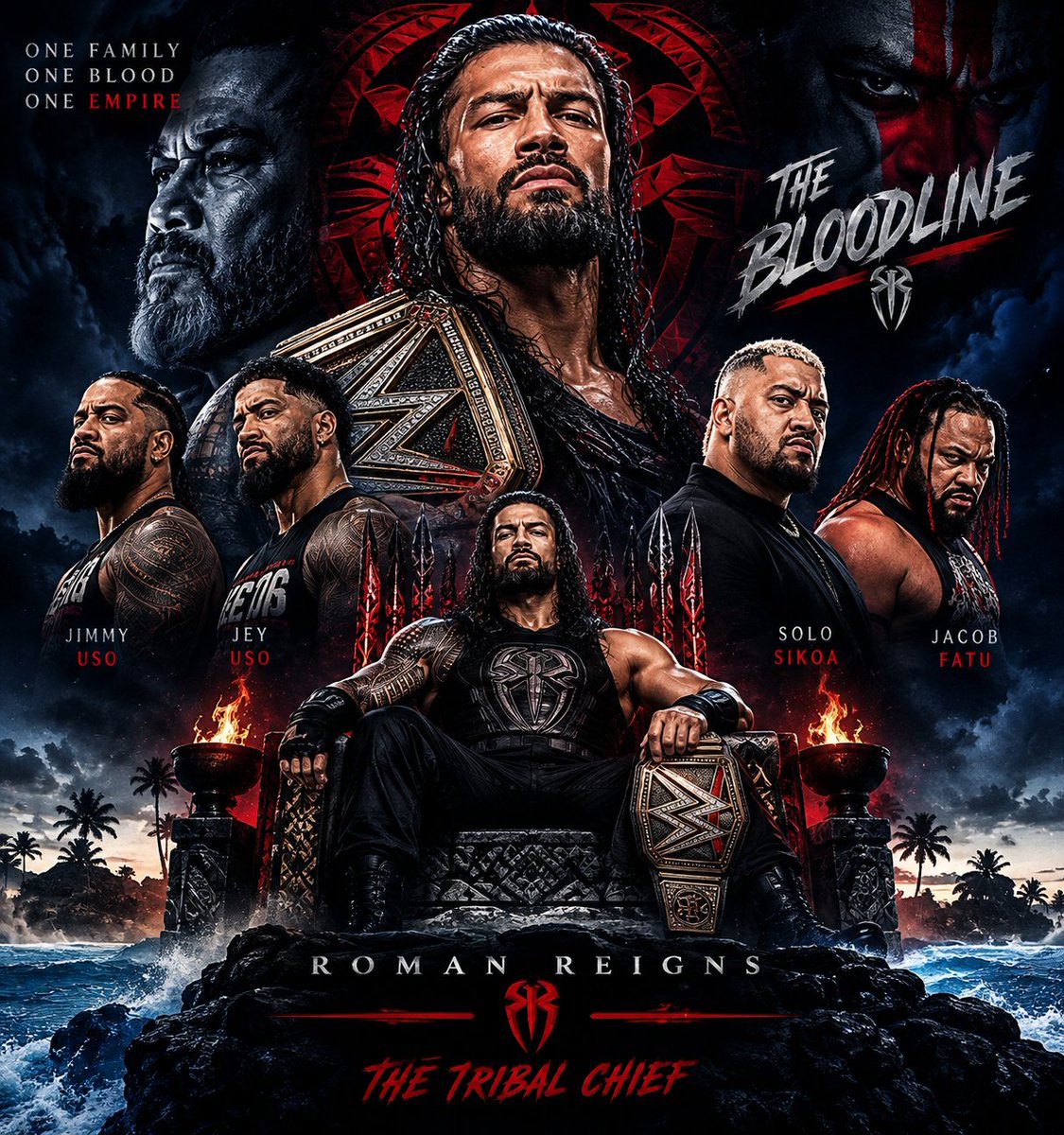 DS__GFX's tweet photo. The #TribalChief #RomanReigns
โ๐ฅTHE BLOODLINE ๐ฅ.โ
#RomanEmpire #HeadOfTheTable
#TheUsos #SoloSikoa #JacobFatu
Ai Generated image https://t.co/UnOkjnpEF6