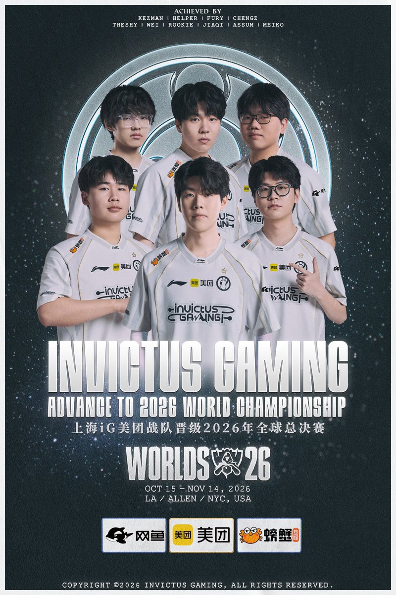 invgaming's tweet photo. From Group Nirvana to the world stage 🔥 Worlds, iG is back.  #LPL #IG #Worlds https://t.co/wJSBHkueLG