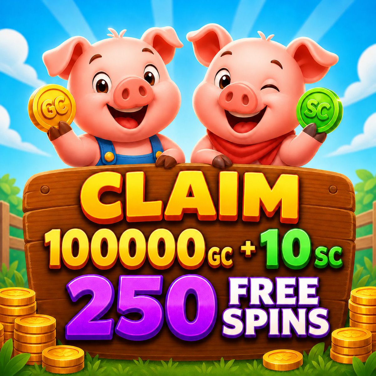 Spinbison's tweet photo. 🐷 A BIG bundle of fun is waiting!

🪙 100,000 GC
💚 10 SC
🎁 250 Free Spins
Claim your offer and start playing: 
https://t.co/h36c9AR06w
Tag your game-night buddy below! 👇

#FreeSpins #SocialGaming #GameNight https://t.co/KIdbi7CQPC