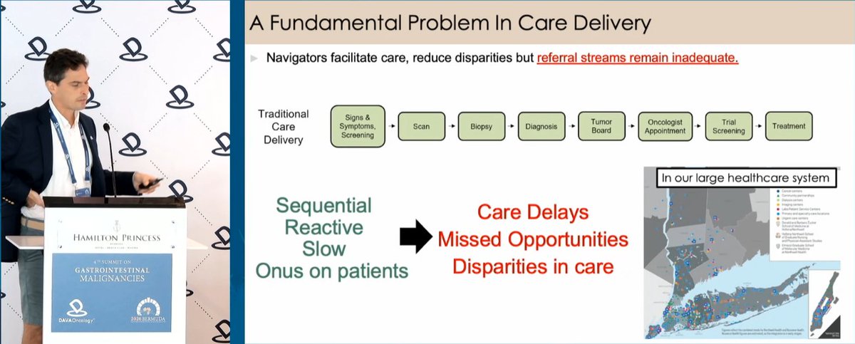 DAVAOnc's tweet photo. Can AI-assisted navigation improve pancreatic cancer care delivery?
At #DAVAGI, Dr. @DrDanielKing @NorthwellHealth discusses an NLP-based pancreatic mass detection tool with 77% PPV and 94% sensitivity, integrated into a daily workflow. Implementation was associated with 72% vs 46% treated and 44% vs 27% receiving curative-intent therapy.