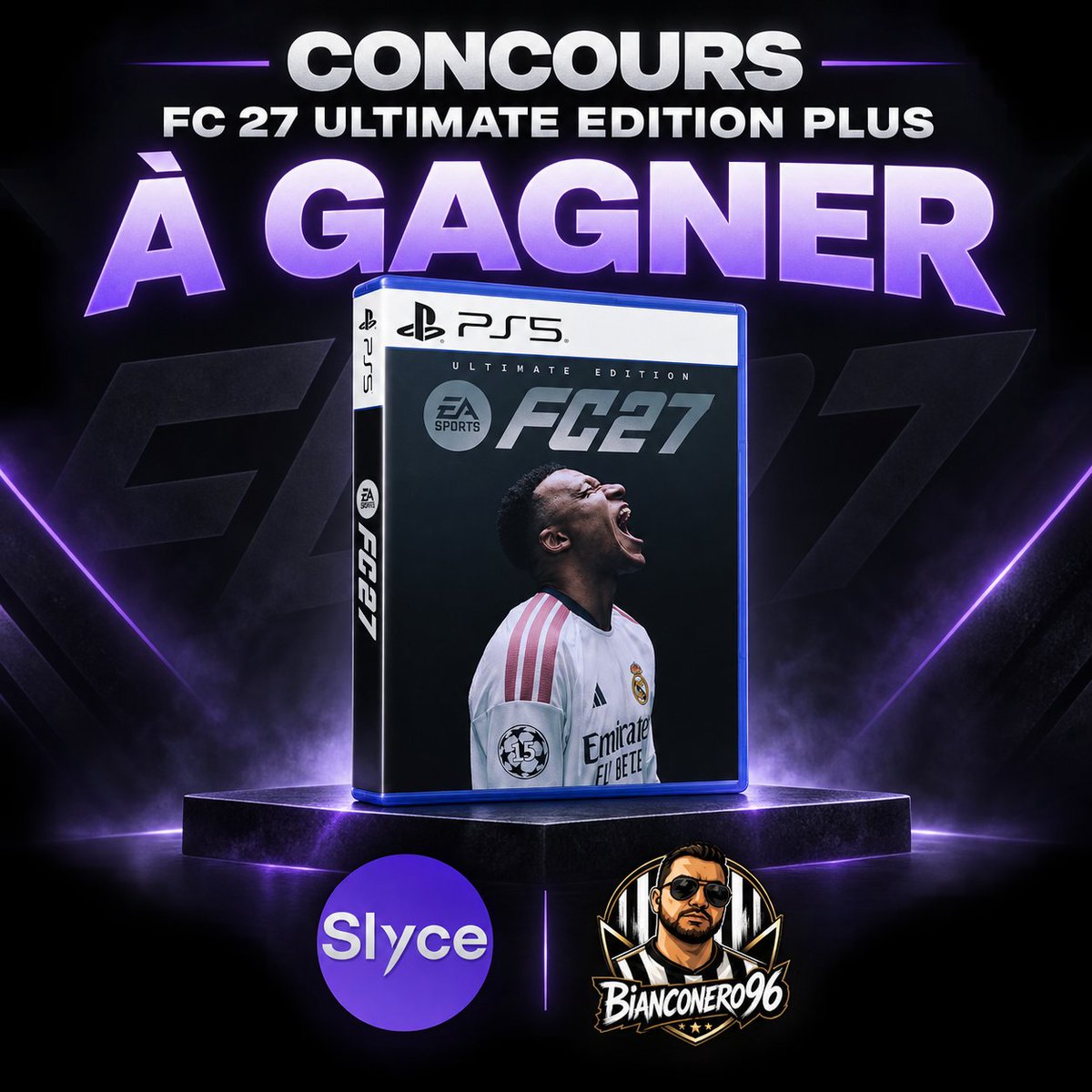 Bianconero96RZ's tweet photo. 🎁 CONCOURS FC 27 🎁

Tente de remporter FC 27 Ultimate Edition Plus ! ⚽🔥

Pour participer :

✅ Follow @SLYCE_3D et @Bianconero96RZ
🔁 RT ce tweet
👊 Tague un pote que tu vas tabasser sur FC 27 😏

📅 Tirage au sort le 23 septembre ! 🍀

#FC27 #EA #giveaway #concoursfc27 https://t.co/kritU9izAR