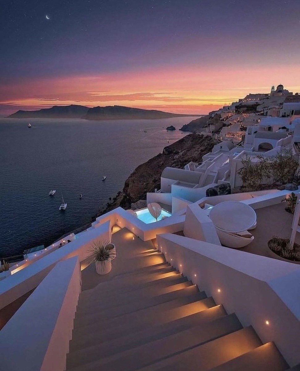HanisyahNurul's tweet photo. Chased a sunrise in Santorini today—pink skies melting over the white-domed villages, fresh Greek coffee in hand, this quiet magic is exactly what my soul needed.  #Wanderlust #SantoriniMoments https://t.co/40EKRm5W5s
