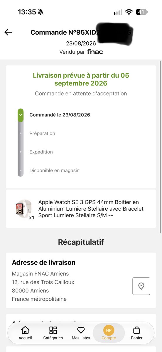 motard080's tweet photo. Bonjour la @Fnac
1 mois d’attente déjà pour une simple commande d’Apple Watch qui est dispo partout,c’est franchement une honte. Pourquoi annoncer des délais si vous ne les respectez pas?
Vous faites tout pour que vos client vous fuient?
#Fnac #ServiceClient @Darty_Officiel https://t.co/KY7M98apo0
