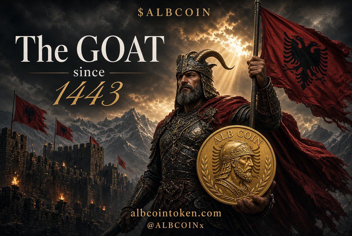 ALBCOINx's tweet photo. 🇦🇱 THE FLAG IS ONLINE. THE STORY IS LIVE. 🐐

The official $ALBCOIN website is now LIVE.

But this isn’t just another meme coin website.

It tells a story that started in 1443.

🐐 Skanderbeg the GOAT
🇦🇱 The black eagle
🤝 Besa a code of honor
🔥 25 years undefeated
🏰 Krujë
🧱 170,000 bunkers
🌍 One identity carried across the diaspora

Now that identity has a ticker:

$ALBCOIN THE GOAT SINCE 1443.

No presale.
No team allocation.
No promised utility.
No complicated roadmap.

Just history, culture, memes and community.

The website is your first stop. Read the lore. Understand the idea. Join the community.

🚀 ALBCOIN is getting ready to fly the flag.

🇦🇱 BESA 🤝 1443 🤝 🐐

Check the official website:
https://t.co/jnmEWkEfmv

CAUTION: The token is not live yet. When the contract exists, verify it through the official X and Telegram before interacting with it.