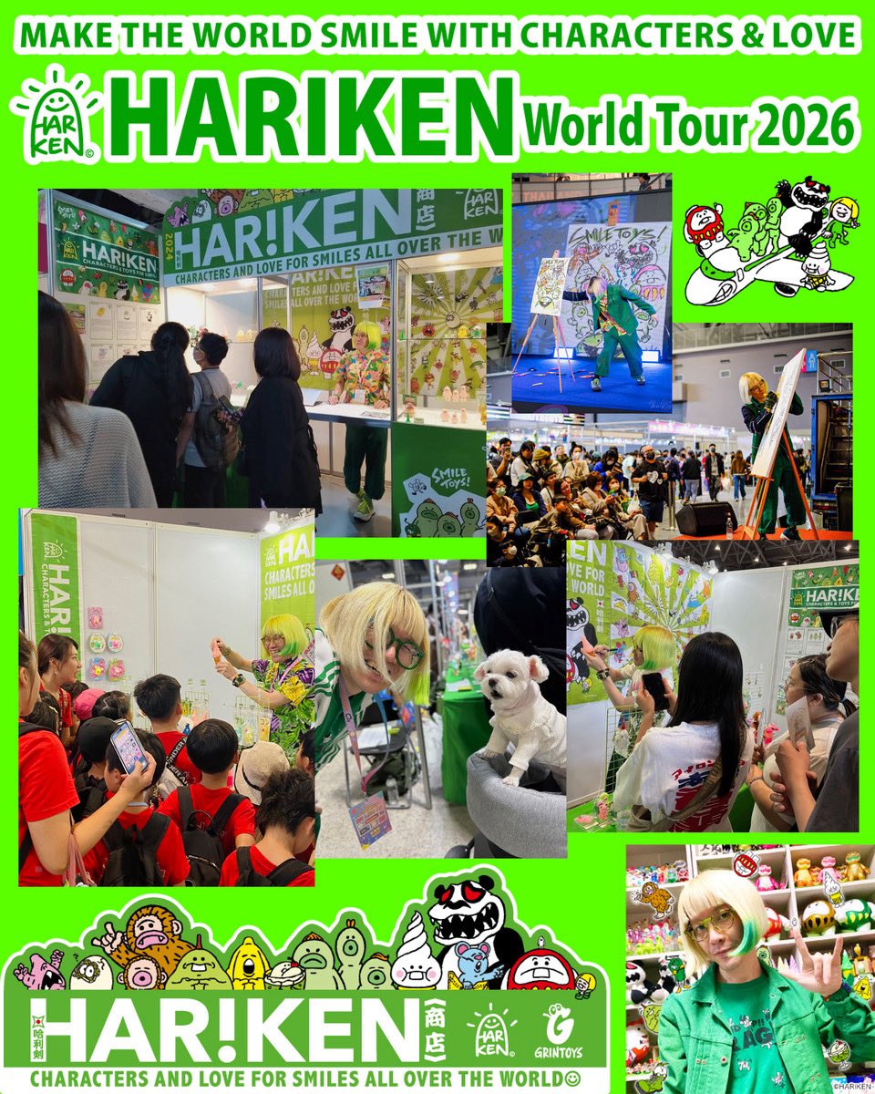 harikenjp's tweet photo. 🚄 Event / Osaka, JAPAN 🚄

9月のイベントは、大阪へ🚄

#ソフコン で皆さまとお会いできる
ことを楽しみにしています🤝

世界中の皆さま...
心を大切に、素敵な毎日を🤟🦁🍀

“キャラクターと愛で、世界を笑顔に”🌎

—

🚀 HARIKEN World Tour 2026 Vol.13
🍏 Booth：135
🎪 ソフコン VOL.10 OSAKA
🗓️ 9/22 (Tue) 11:30-17:30
🎫 @sofuvicon 
📍 OMM 2F A・Bホール

—

🎪HARIKEN World Tour 2026 (Sep-Oct)🎪

HARIKEN World Tour 2026🚀
8月の台湾に続いて、9月は大阪→東京。
10月は故郷の仙台→台北のビッグイベント。

世界のあちこちで、皆さまとお会いできる
ことを楽しみにしています🤝

皆さま...
心と体大切に、素敵な毎日を🤟🦁🍀

“キャラクターと愛で、世界を笑顔に”🌎

—

#HARIKEN #哈利剣 #CharacterBrand
#ArtToy #DesignerToy #ソフビ