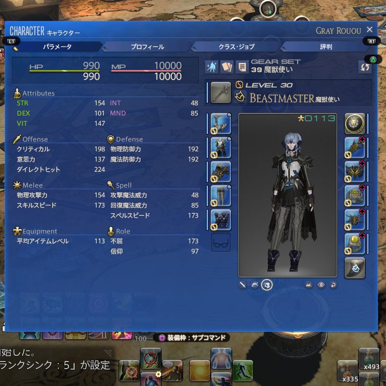 gray_wolfram's tweet photo. 魔獣使いの闘獣練を30レベルで突っ込んで第一盤からキツいって言ってる人がちらほら見かけるから「そんなに？」って思って30で貰える装備思い出して突入したら「そらキツいわ」ってなった

30装備とガーロンドォRE+バハ装備だと差があるわ

勝てない人は普通にレベル上げたほうが楽だと思う https://t.co/B8BVdEIzJm