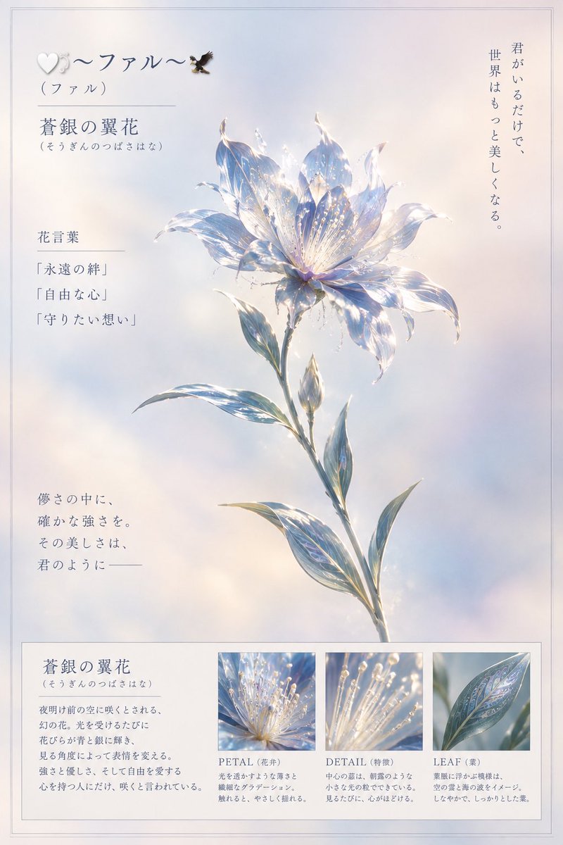 Falchama's tweet photo. プロンプトをお借りして作成しました〜
導かれた花に相応しいようにならな🤭

気になる方はやってみてね👍✨ https://t.co/WRwZUsD9gB