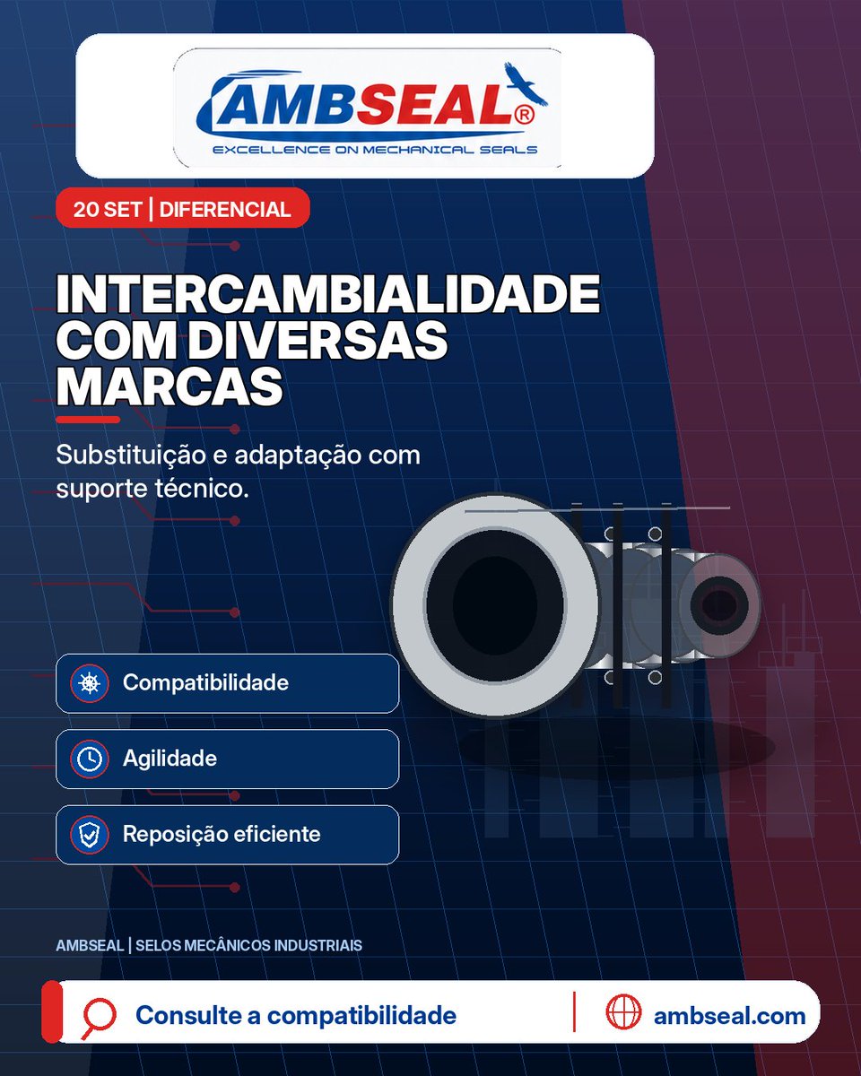 DouglasMoretto's tweet photo. Intercambialidade

Intercambialidade em selos mecânicos traz mais flexibilidade para a manutenção.

A AMBSEAL ajuda na substituição e adaptação de sistemas de vedação existentes.

#AMBSEAL #Intercambialidade #SelosMecanicos #Manutencao https://t.co/ywSVIwP9HY