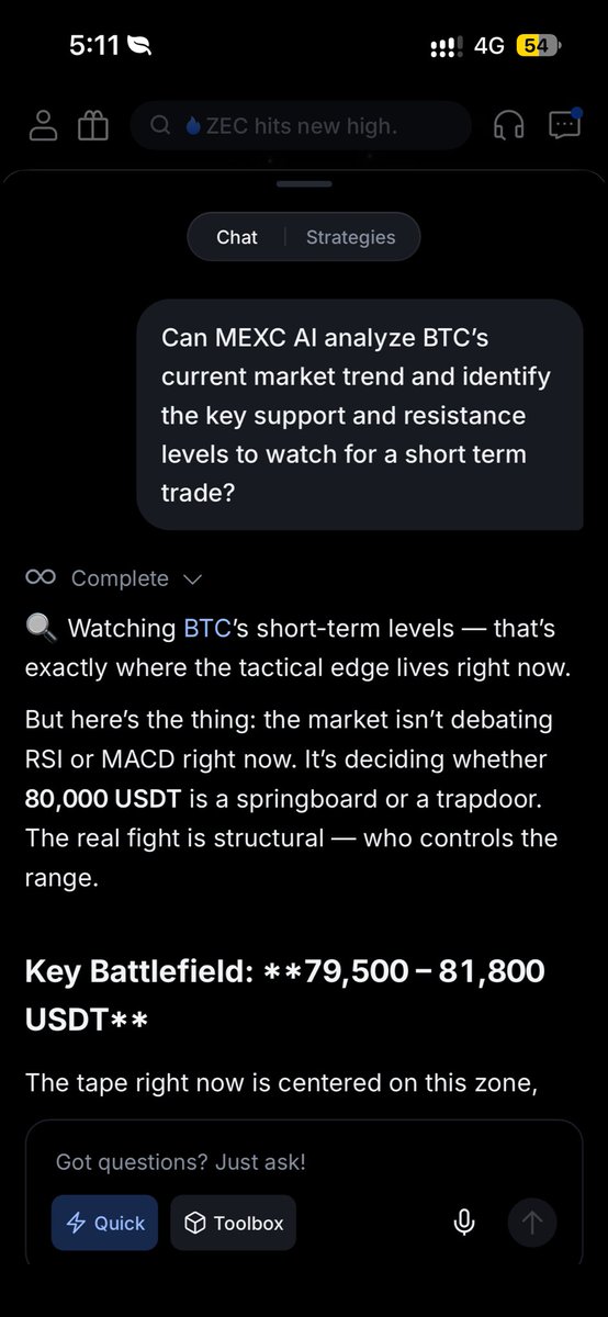 AvyshX's tweet photo. @MEXC Tried MEXC AI with BTC analysis. It gave me clear support/resistance levels, breakout scenarios, and different setups for short term and swing trading. Really useful for quickly structuring a trade plan.

My UID - 54662455
#TradingTakesTwo https://t.co/jhsFR7rpu3