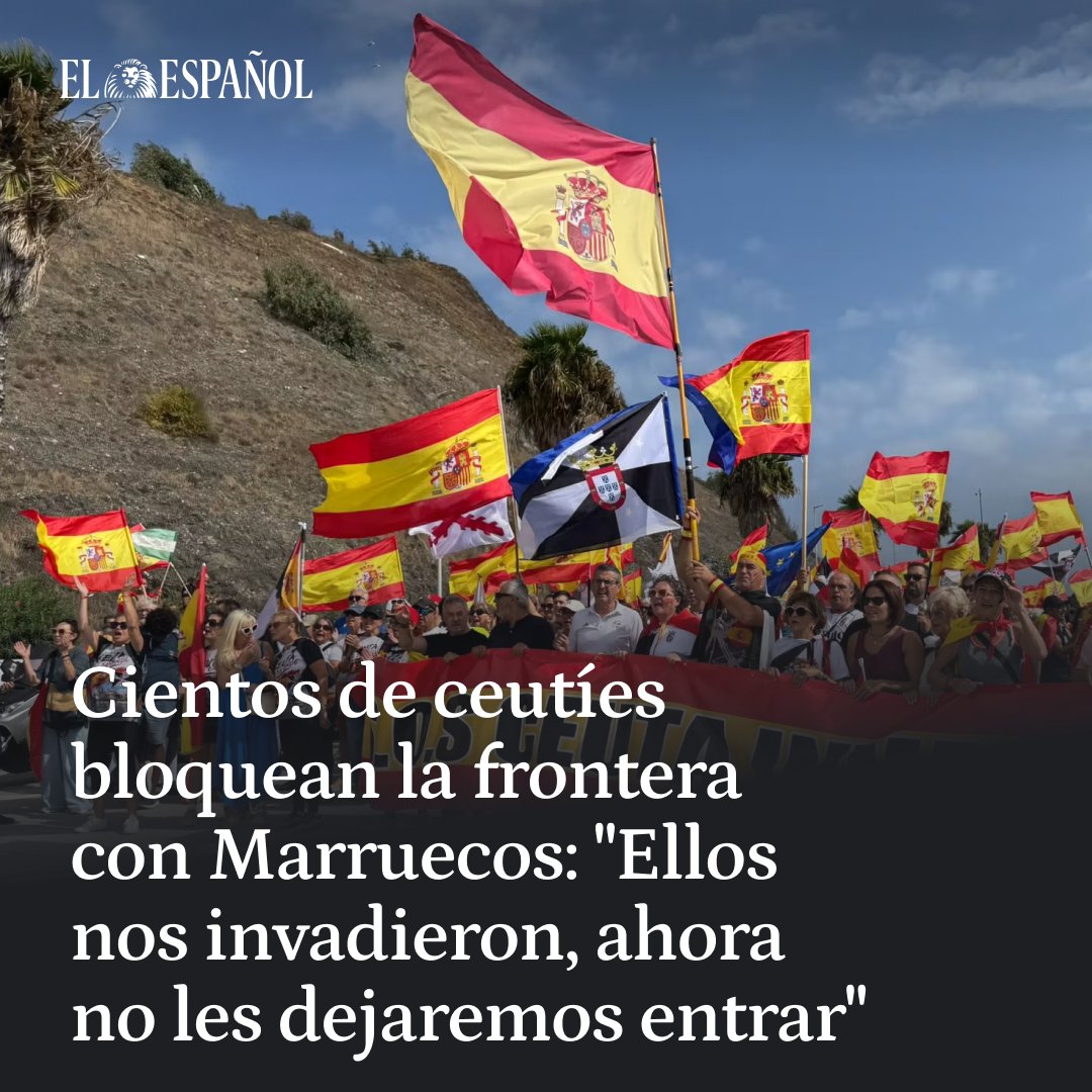 elespanolcom's tweet photo. 🇪🇸 🔴 La manifestación convocada por los ceutíes para este domingo 20 de septiembre culminó con un bloqueo en la frontera del Tarajal

📲 Lee la noticia en https://t.co/deiCtgvcyC https://t.co/mw5i4dj01K