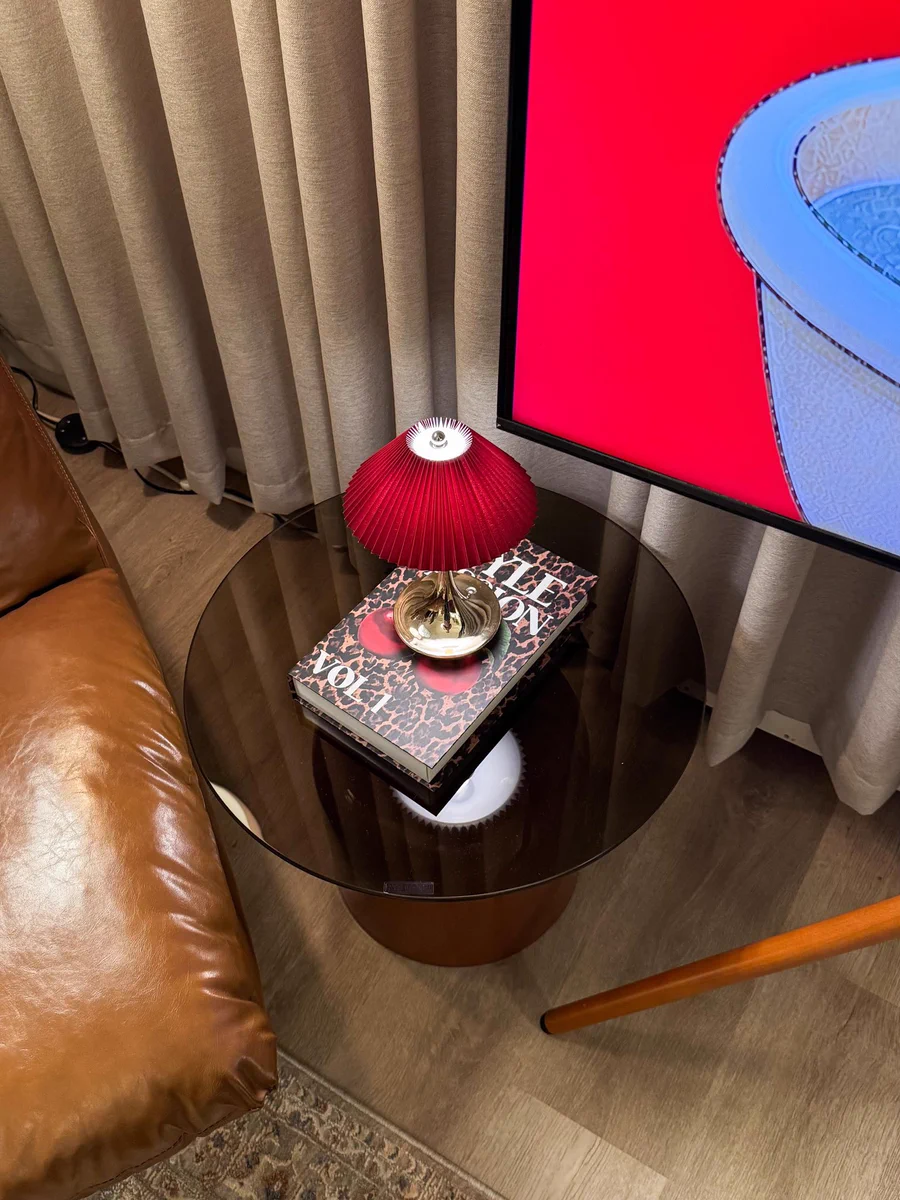 Interior Only on X: "Warm mid-century living room with rich leather ...