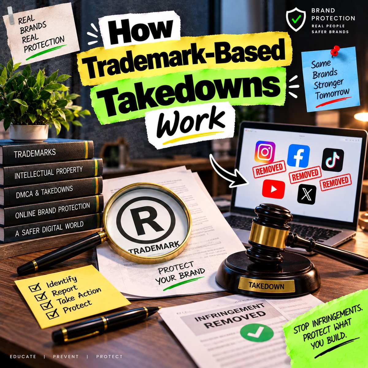 Protectwajahat's tweet photo. As a Brand Protection  Specialist, hum trademark-based takedowns ke zariye aapke brand ko online scammers se 5 simple steps mein protect karte hain:
5-Steps Check in,

#BrandProtection #TrademarkTakedown #IntellectualProperty #SEOStrategy #DigitalIdentity #IPRights #BrandSafety https://t.co/pZEYHsaYFe
