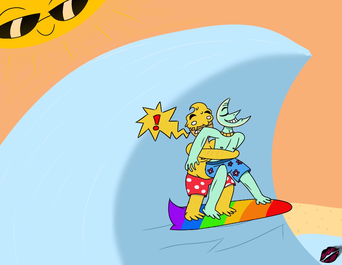 nightmarearttt's tweet photo. the boys at the beach!!!! (ft my oc) #rightnowkapow #bumpumkapow #disneyxd #fanart #oc https://t.co/TpEpv1Oo6P