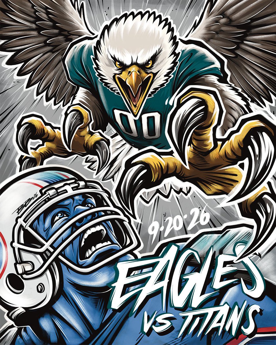 Eagles's tweet photo. HAPPY GAMEDAY 🦅

🎨: https://t.co/XV71ZoIwm8
@Toyota | #FlyEaglesFly https://t.co/yKvZwufyF8