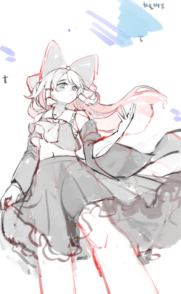 Punya__j's tweet photo. #東方Project ) 하쿠레이 레이무 작업중 https://t.co/9YMJzt8R2z