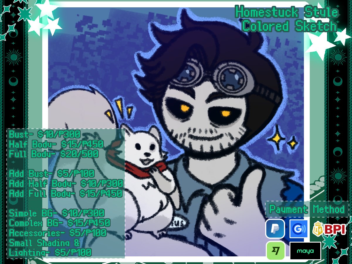 DrawyDraws's tweet photo. woah woah got to finally make a new comm sheet thats cleaner! 

with aaaa loyalty card!!

#homestuck #artcommission #hiveswap #pixelart https://t.co/MbYlzmNwOs