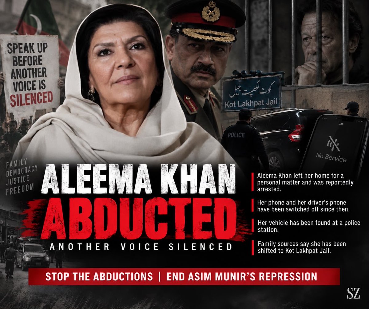Euro_Pak_Org's tweet photo. PAKISTAN INTERNATIONAL ALERT
@Aleema_KhanPK , sister of jailed former PM @ImranKhanPTI , has been arrested at her Lahore home ahead of the September 27 Long March. The military-backed government is accused of using arrests, intimidation and legal restrictions to suppress peaceful dissent. The act  of pressure on the judiciary to facilitate laws restricting protest raise an even more serious threat to constitutional rights. International media and human-rights bodies must demand independent scrutiny, judicial independence and the protection of peaceful assembly. @FCDOGovUK @EP_HumanRights @hrw @UN_HRC @Europarl_EN