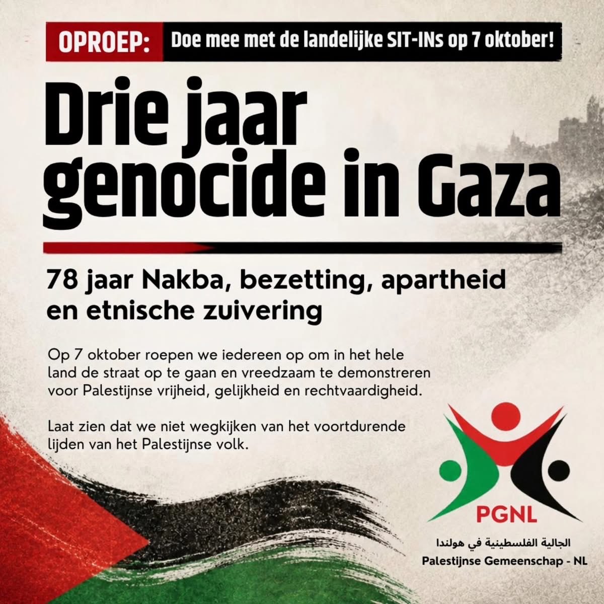 Mwvd033's tweet photo. De Palestijnse gemeenschap gaat op 7 oktober overal in Nederland sit-ins organiseren. Dit is een grote middelvinger naar de slachtoffers van de slachting van 1300 onschuldige Israëliërs door Hamas. Laten we dit gebeuren? Mijn woede is groot. https://t.co/54UHFjqNtU