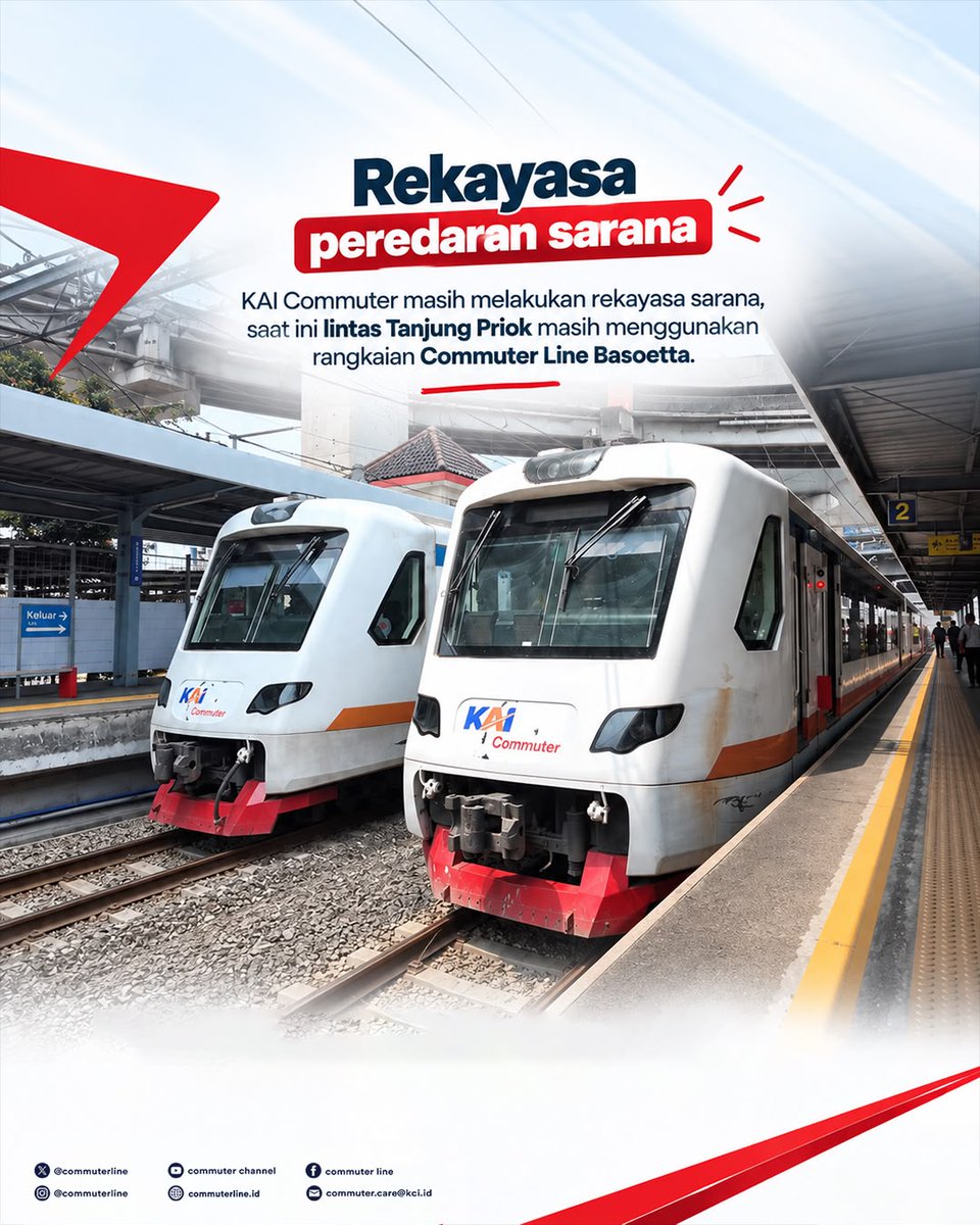 CommuterLine's tweet photo. Commuter Line CLI 225 Kembali Beroperasi Bertahap!

Kabar baik, #RekanCommuters!

General Check Up (GCU) 1 rangkaian Commuter Line CLI 225 telah selesai dilakukan. Pada 19 September 2026, satu rangkaian telah kembali dioperasikan di lintas Bogor.

Pemeriksaan dilakukan secara menyeluruh, mulai dari sistem hingga komponen utama sarana, untuk memastikan aspek keselamatan, keandalan, dan menjaga fungsi kereta tetap dalam kondisi optimal.

Sementara itu, KAI Commuter masih melakukan rekayasa peredaran sarana. Saat ini, lintas Tanjung Priok masih menggunakan rangkaian Commuter Line Basoetta. |1
