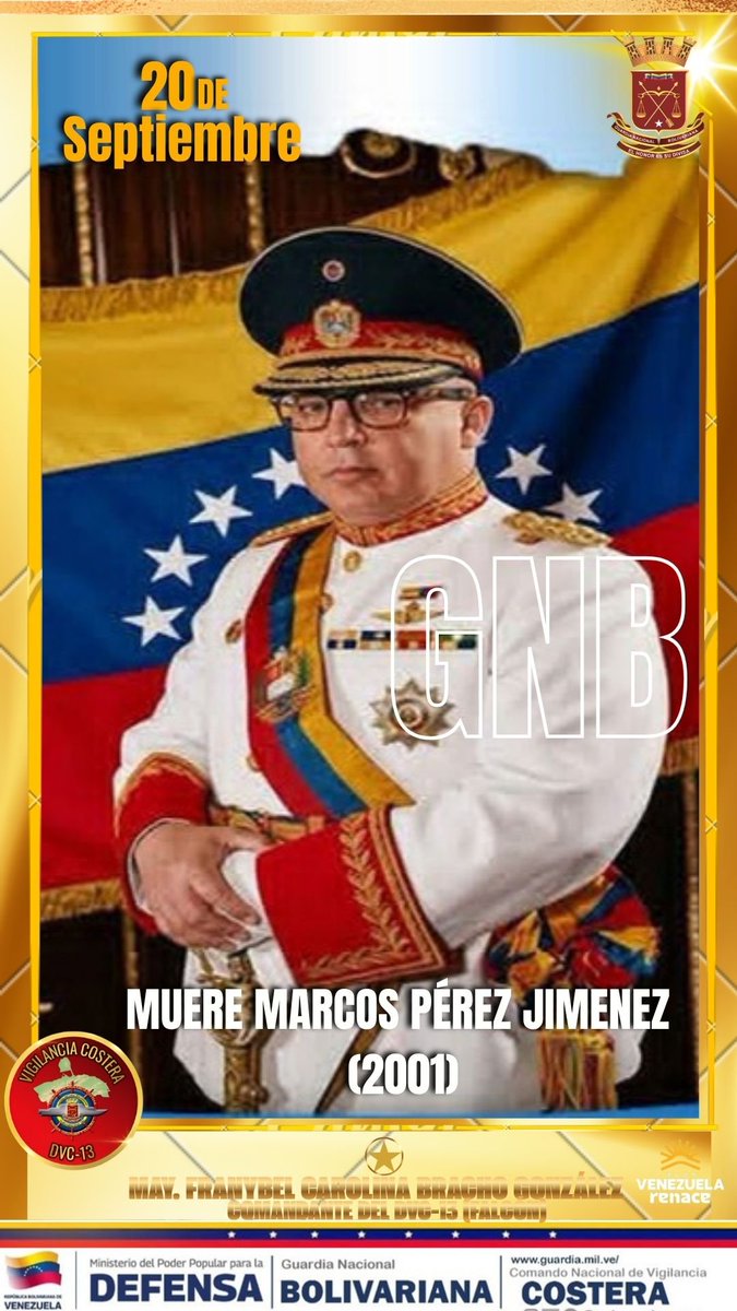 GNBDVC13's tweet photo. 📆#Efemerides Marcos Evangelista Pérez Jiménez, nacido el 25 de abril de 1914 en Michelena, estado Táchira, fue un destacado militar y político venezolano cuyo mandato presidencial dejó una huella estructural e innegable en la modernización de Venezuela. https://t.co/Ur67xbRjAm
