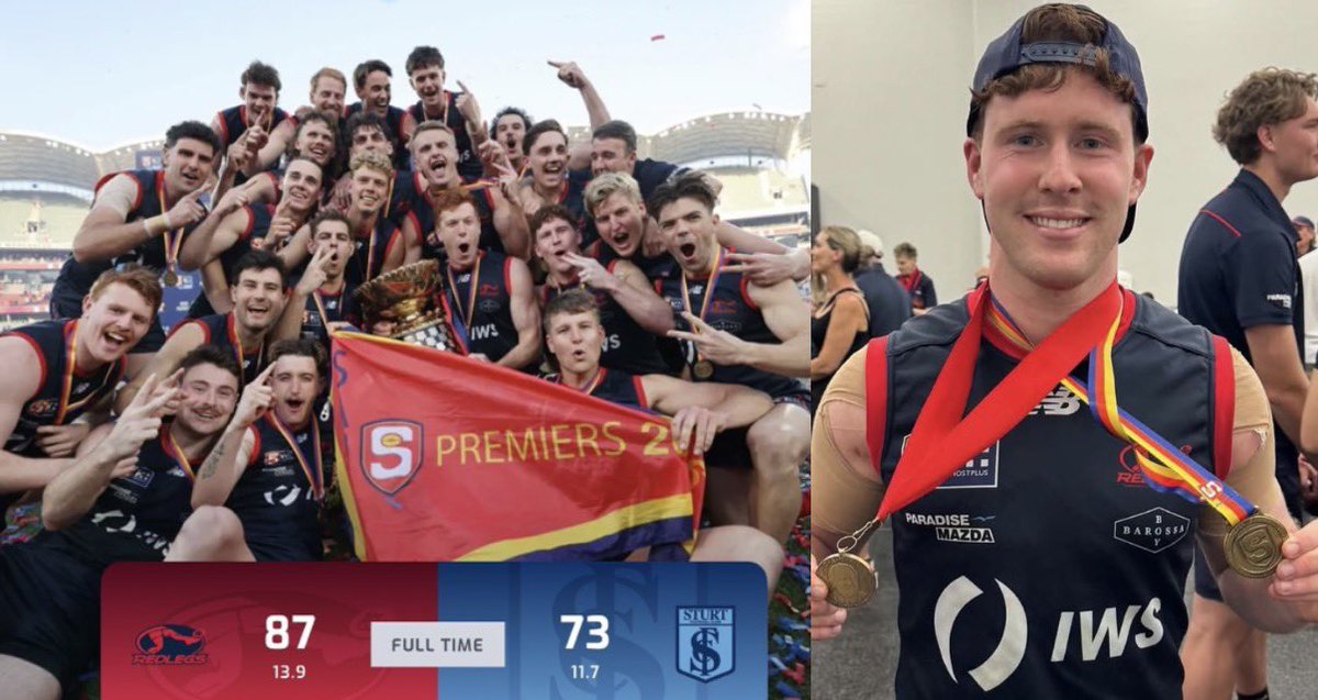 TheRealAFL2020's tweet photo. STATE LEAGUE GF WRAP:
@VFL: @boxhillhawks 🟤 🏆 🟡
Norm Goss: Ollie Greeves 

@SANFL: @Norwood 🔴 🏆 🔵
Jack Oatey: Baynen Lowe 🏅

@WAFLOfficial: @peelthunder ⚡️ 🏆
Simpson: Jeremy Sharp 🏅
#VFLGF #VFL 
#SANFLGF #SANFL
#WAFLGF #WAFL https://t.co/ifx8mcjUQm