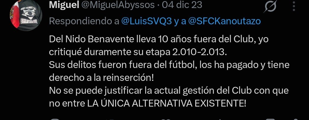 _NODOSFC_'s tweet photo. Otro como infosevillismo.

Ahora parece que la reata de voceros de DNB que lo presentaban como salvador y única opción posible no existió nunca...

Menudos traidores ahora desnudados por lo evidente. Ya van dos, infosevillismo y éste, pero el desfile no va a parar.

Ya veremos a oseznos y demás fauna despotricar contra quien defendían hasta ayer atacando a sevillistas salvo a quienes hayan vendido sus acciones a DNB o tengan pacto con él para que las incluya en su venta como joaquines y nachetes de la vida.

Vendidos y traidores todos. Ya saltaron del barco infosevillismo y éste, pero Roma no paga a traidores. Ya no engañan a nadie.