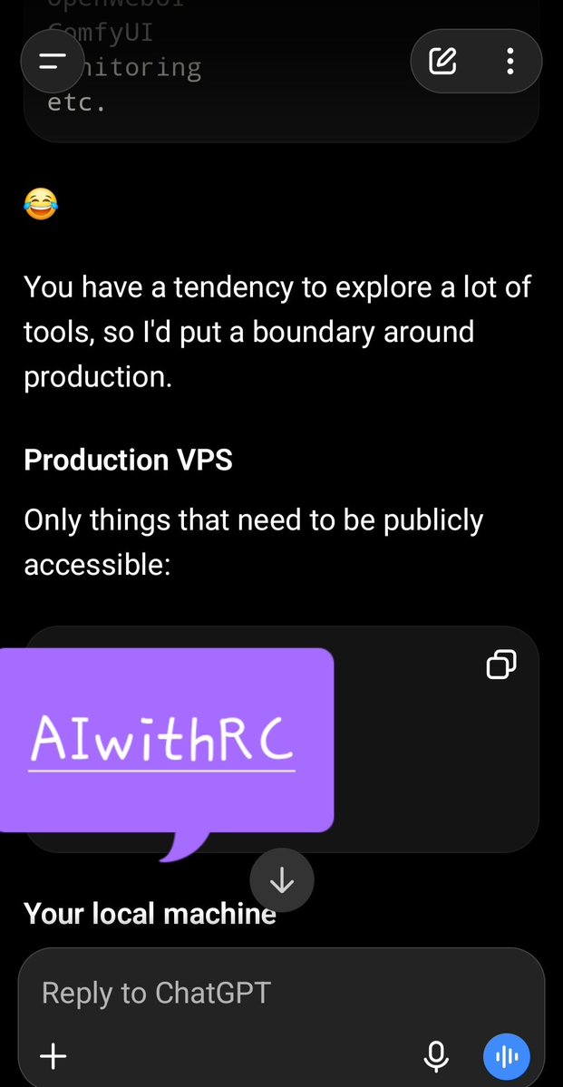 aiwithrc's tweet photo. Sunday thought:
ChatGPT has stopped being an AI assistant and started sounding like that friend who knows too much. 😂

Me: “I’m exploring AI tools.”

ChatGPT: “You explore a LOT of tools…”

Bro. I asked for help, not a performance review. 🤣
#ProductManager #AI https://t.co/fw0zf5cTgr