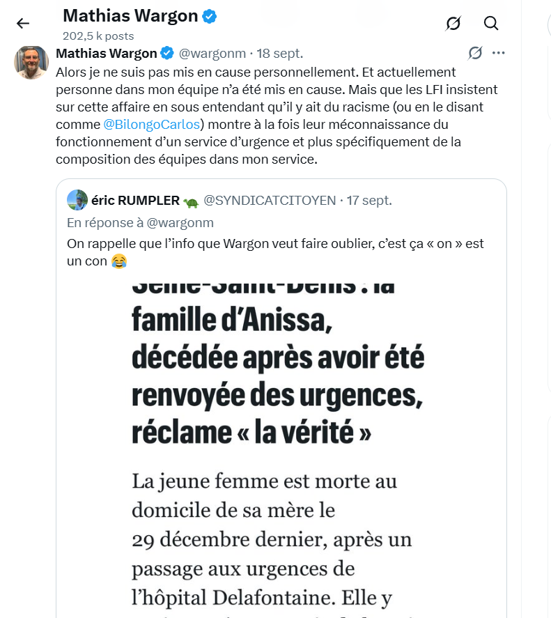 Franck20270's tweet photo. Comme pour la Covid, ces gens se défaussent en permanence
"J'ai obéi aux ordres"
"C'est pas moi mais mon hôpital" alors que tu passes ton temps à te présenter comme le CHEF de service !
"C'est du racisme"
"C'est de l'antisémitisme"
...

Ils n'assument rien !! https://t.co/Ce4WJd9xqR