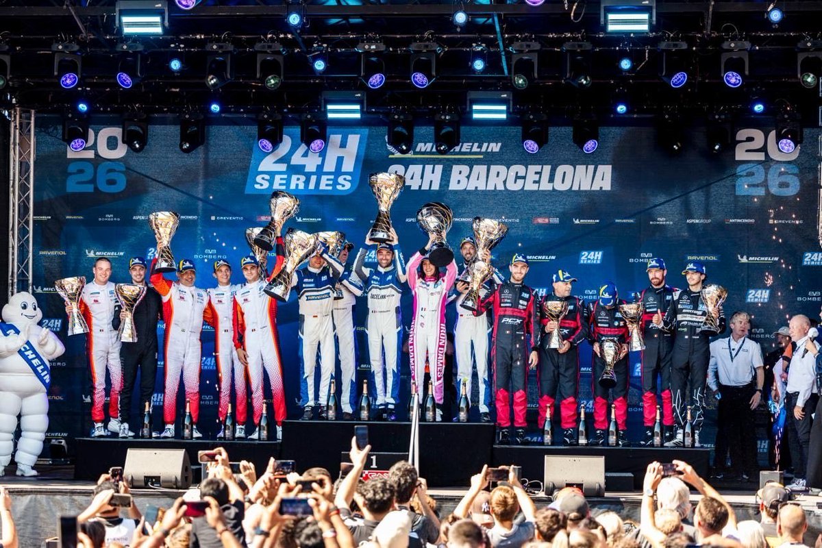 rameshlaus's tweet photo. A proud Indian moment in Barcelona! 🇮🇳🔥

#AjithKumar proudly raises the Indian flag after his team secured POLE POSITION at the Circuit de Barcelona in the 2026 Creventic 24H Series! 🏁❤️‍🔥

🥈 GT3 AM Class — P2
🥉 Constructor Championship — P3
🏆 Overall Championship — P5

Making his mark on the international racing stage! 💥👏

#Ajith #AK #AjithKumarRacing