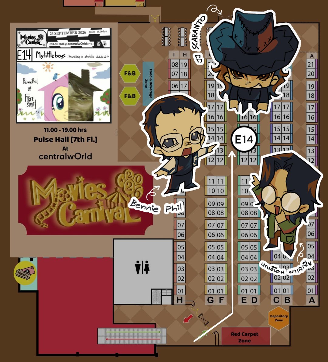 Scaranto0's tweet photo. 📌 มาเจอพวกเราได้ที่ E14 ในงาน Movies Carnival 2026 ขนกันไป 3 คน อย่างสับสนแบบงงงวยในตีมฟรุ้งฟริ้ง vs หล่อเท่ มีด้อมมากมายให้เลือกสรรและหยิบซื้อ เจ้าม้าตัวน้อยของ Bennie Phil ชายฉกรรจ์ของ หกเดือน มาเลเซียและโคตรความเขียวของ JJ Scaranto

#moviescnv2026 https://t.co/uEEMg6iSZB