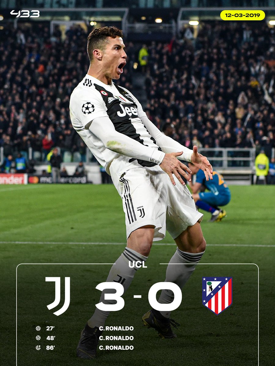 433's tweet photo. 𝐂𝐑𝐀𝐙𝐘 𝐅𝐀𝐂𝐓: Cristiano Ronaldo is the 𝐎𝐍𝐋𝐘 player to score a 𝐇𝐀𝐓-𝐓𝐑𝐈𝐂𝐊 against a Diego Simeone Atlético side — and he has done it 𝐅𝐎𝐔𝐑 𝐓𝐈𝐌𝐄𝐒 😳 https://t.co/a9aizFtKRz