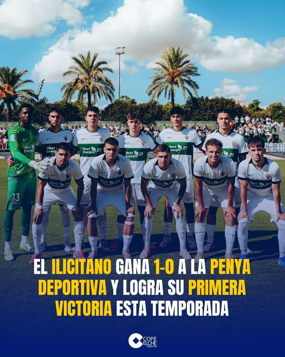 DeportesCOPEelx's tweet photo. ✅ El Ilicitano gana 1-0 a la Penya Deportiva y logra su primera victoria esta temporada.
#ElcheCF https://t.co/DCu6sQwvIm