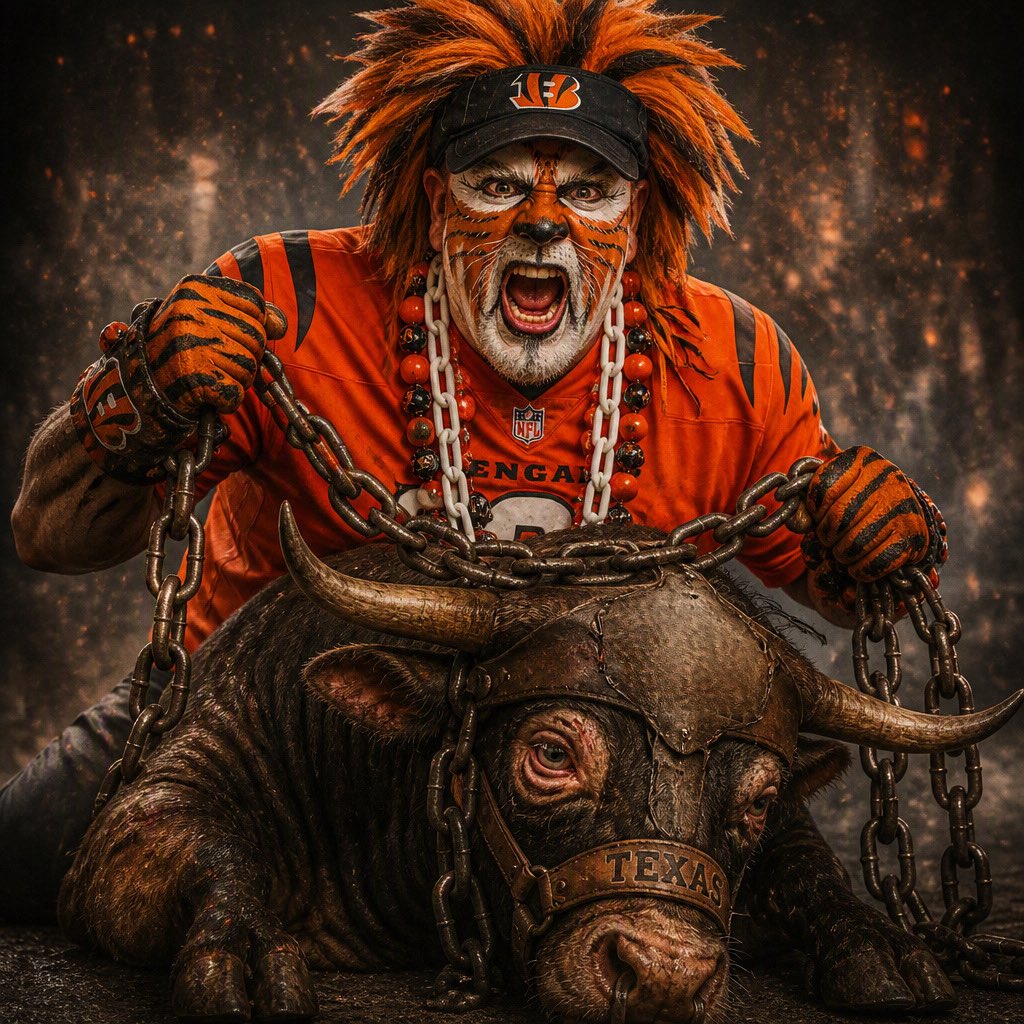 TonyDaTiger96's tweet photo. ITS GAME DEY 
and they say when you mess with the bull, you get the horns… but today those horns will belong to us. LFG! WhoDey!  #Bengals #TonyDaTiger #FanOfFans #BusinessTrip #NFLStadiumTour @Bengals https://t.co/SsizE7KdWz
