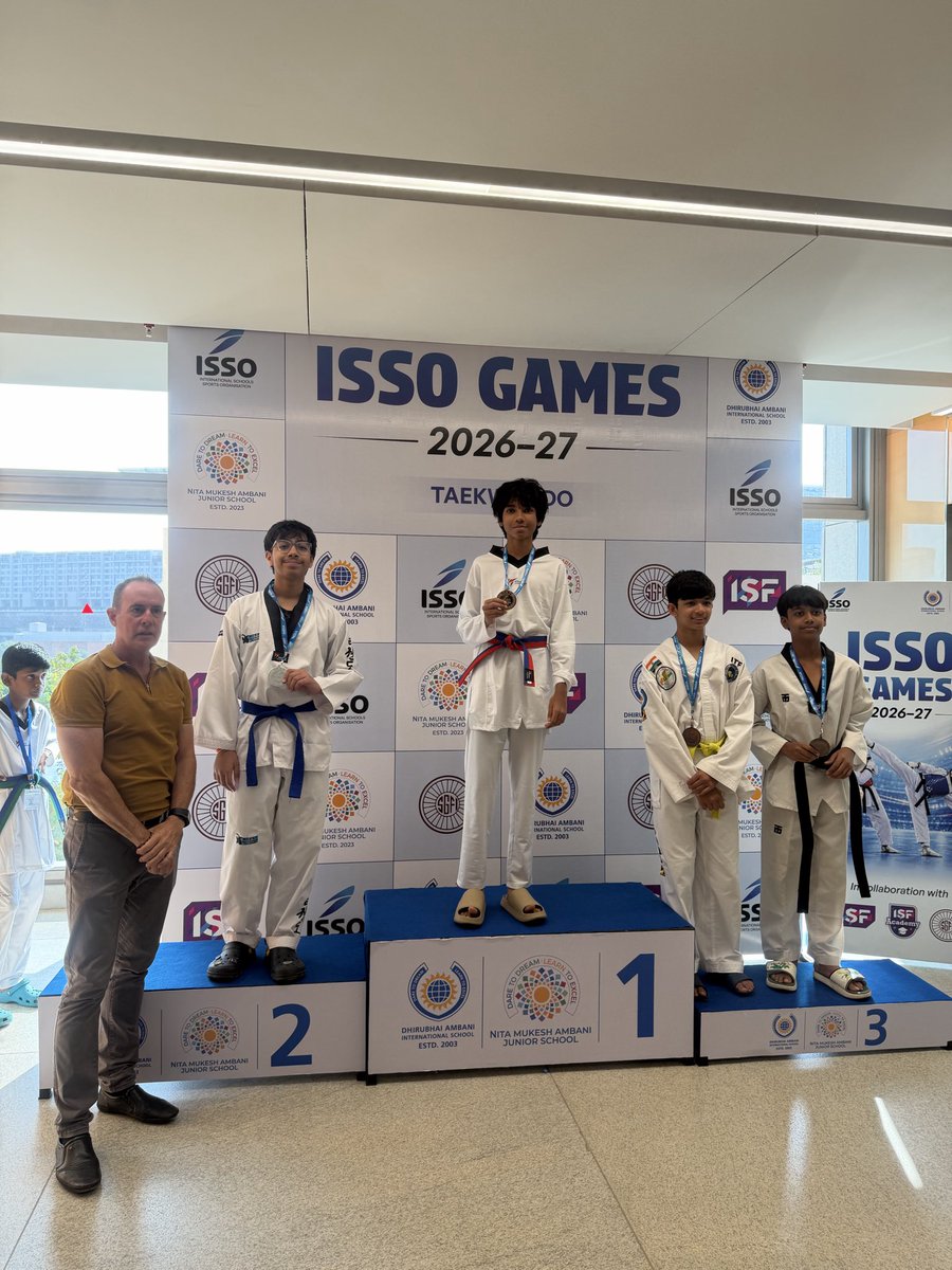 Sibi_Sathyaraj's tweet photo. Happy and proud to share that my son #Dheeran , has won the Gold medal in the ISSO Games 2026-27
Taekwondo tournament held at Dhirubhai Ambani International School in Mumbai.
Sincere thanks to his coach #Udhayakmar  sir of #TamilNaduTaekwondoAcademy  for making this possible and #ShivNadarSchool for this wonderful opportunity!
My hearty congratulations to all the other participants as well!😊🙏🏻🧿