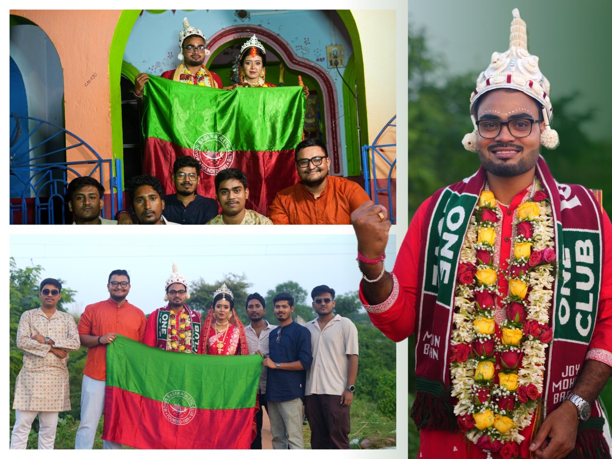v_mariners's tweet photo. আদ্যপ্রান্ত মোহনবাগানী এবং আমাদের ভিশনারি মেরিনার্স গ্রুপের একজন অত্যন্ত গুরুত্বপূর্ণ স্বপ্নদর্শী সদস্য, সায়ন্তন গতকাল (১৯.০৯.২০২৬) বিবাহ বন্ধনে আবদ্ধ হয়েছে। তাই স্বস্ত্রীক সায়ন্তনকে আগামী সমস্ত বছরের জন্য আন্তরিক সবুজ-মেরুন শুভেচ্ছা 💚❤️ https://t.co/RfdcN3uR2V