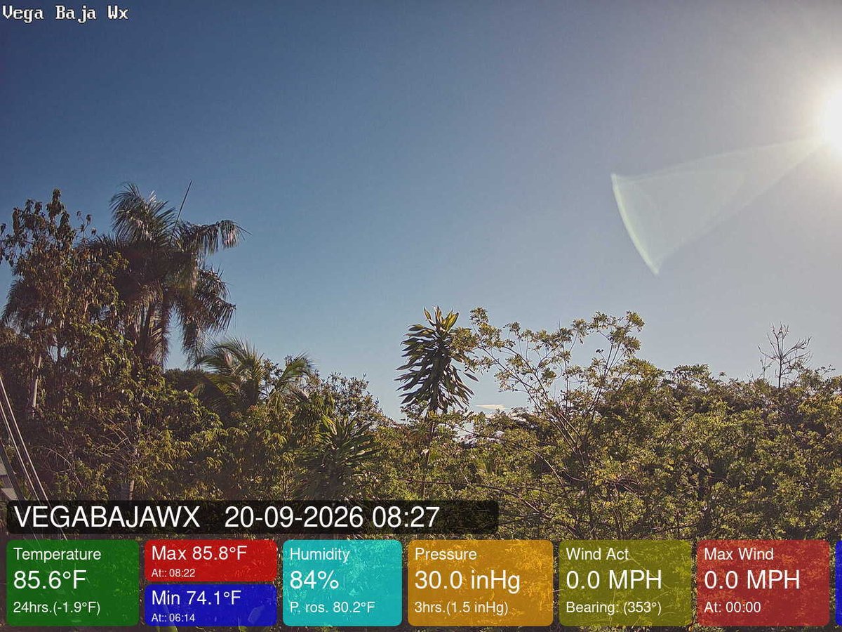 VegaBajaWx's tweet photo. September 20, 2026 at 08:30AM Vega Baja #PuertoRico #weather #prwx #Wx https://t.co/Fj3IoTMX1U