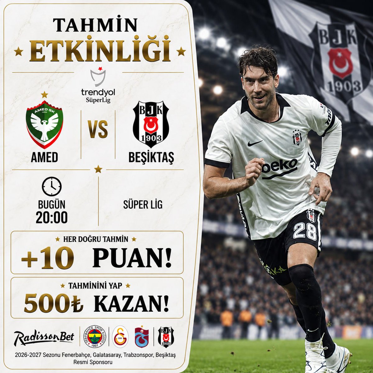 connor_stringer's tweet photo. Futbol heyecanı #RadissonBet'te kazanca dönüşüyor

💸 Son katılım: 20 Eylül 2026 - 20:00
•
8/8 Doğru Tahmin = 5️⃣0️⃣0️⃣T L Nakit Ödül🫴

Her doğru tahmininize ek olarak +10 puan tanımlanacaktır. https://t.co/iqQMRwIHZA