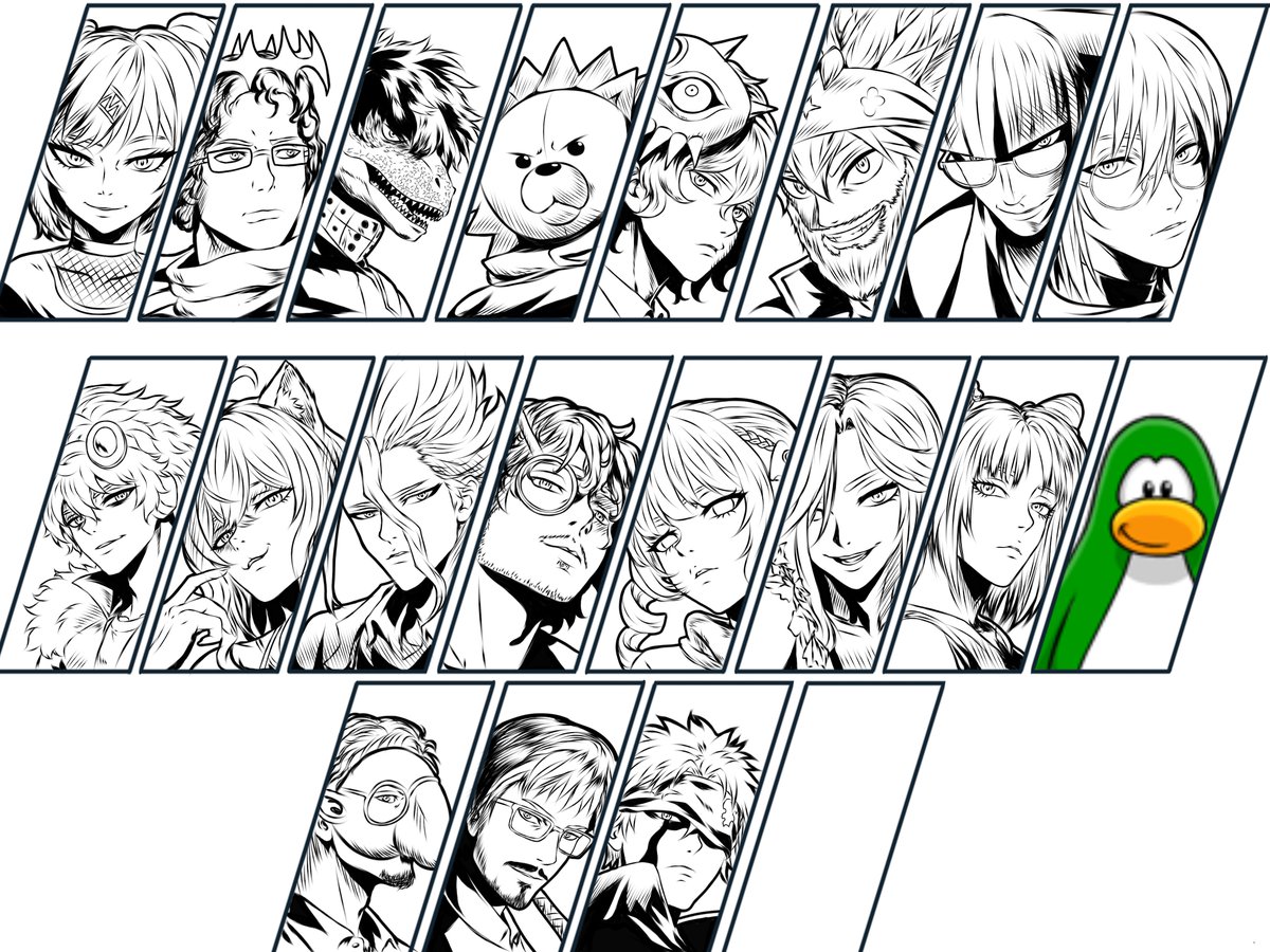 KailestorArt's tweet photo. Roster de personajes del Darkteam @TheDarkraimola @Dixeo_ https://t.co/QSh1h3acWA