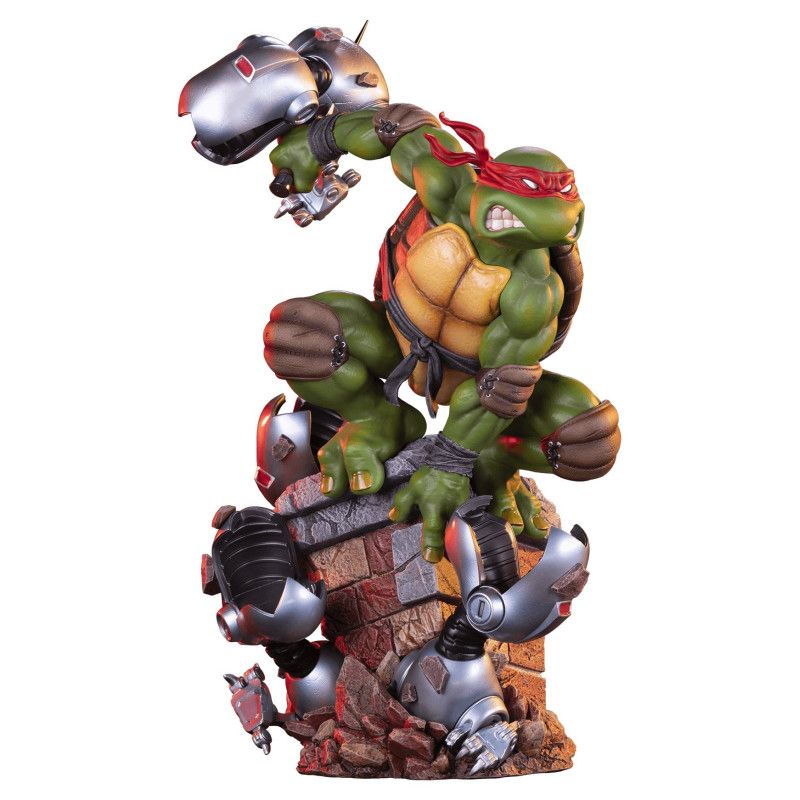 DeriveFigurine's tweet photo. Raphael bondit au milieu des Mousers, sais en main et bandeau rouge au vent, dans une scène inspirée des comics originaux des Tortues Ninja 🐢

La statue en résine 1/4 de Premium Collectibles Studio est disponible en précommande.

➡️ https://t.co/TcovWsd757 https://t.co/4EW2FjoMIy