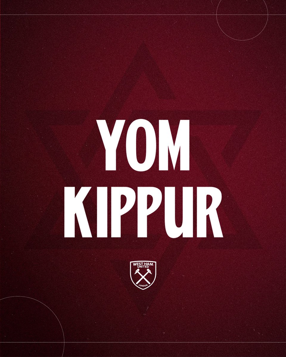 WestHam's tweet photo. Wishing all those observing Yom Kippur a meaningful and peaceful fast ❤️ https://t.co/wlsjOsMN03