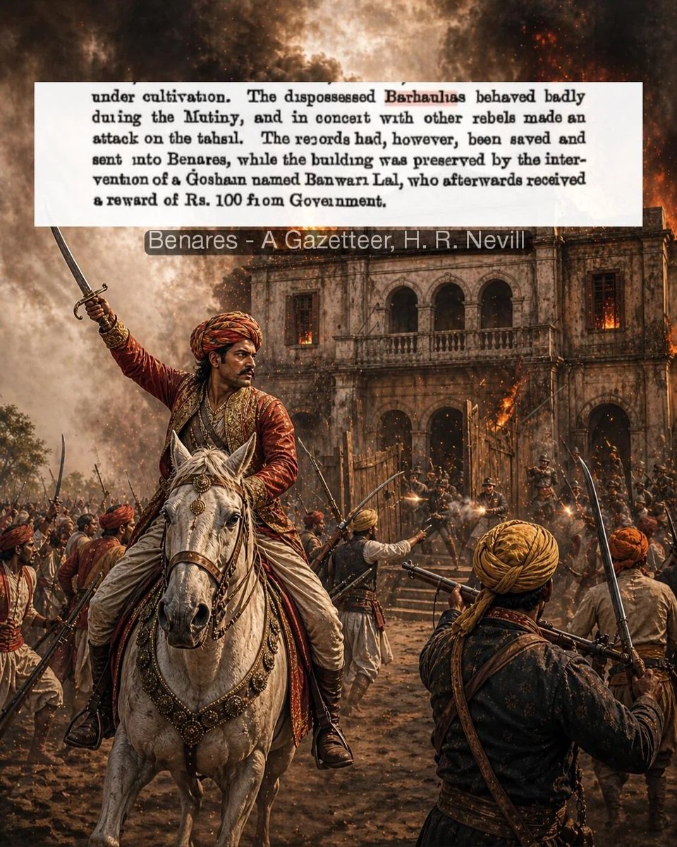 hail_bhavani's tweet photo. उन्होंने ईस्ट इंडिया कंपनी को राजस्व देने से भी स्पष्ट रूप से इनकार कर दिया और मुगलसराय और सैयदराजा के बीच ग्रैंड ट्रंक रोड को अवरुद्ध कर दिया, जिससे ब्रिटिश सैन्य आपूर्ति और डाक व्यवस्था बाधित हुई

���्रिटिश सहयोगी बनारस के महाराजा ने सेना के साथ उन्हें दबाने का प्रयास किया https://t.co/S9x2LpRvnq