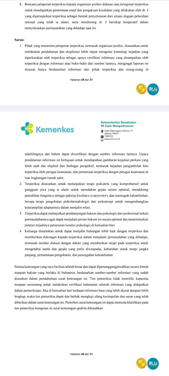 curiouscat2192's tweet photo. @SistersInDanger Kalian boleh baca kesimpulan SKKJ nya ya, di nomor 1 "...mengingat laporan ini 
disusun hanya berdasarkan informasi dari pihak terperiksa dan orang-orang di sekelilingnya dan belum dapat diverifikasi dengan sumber informasi lainnya." https://t.co/W19ITRVnNh