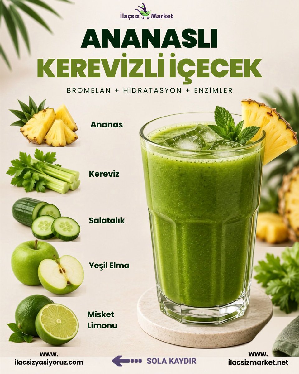 IlacsY's tweet photo. Ananaslı Kerevizli 🥒
🍊 Doğal enerji ve C vitamini bombası: Havuçlu Portakallı Zencefilli 🥕
🍉 Serinletici ve yoğun hidrasyon: Karpuzlu Naneli 🧊
🩸 Dolaşım desteği: Pancarlı Zencefilli 💥
Devamı👇🏻 https://t.co/fhCznpJpfa