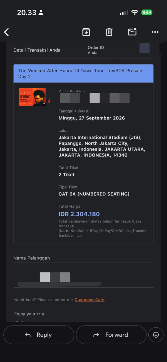 cinanonroll's tweet photo. beneran gaada yg mau beli tiket the weeknd ku ini gaiss?? beneran asli no nipu HUHU cat 6 day 2 2tix YAAA 😭😭🥲 https://t.co/i6bo6syIMp