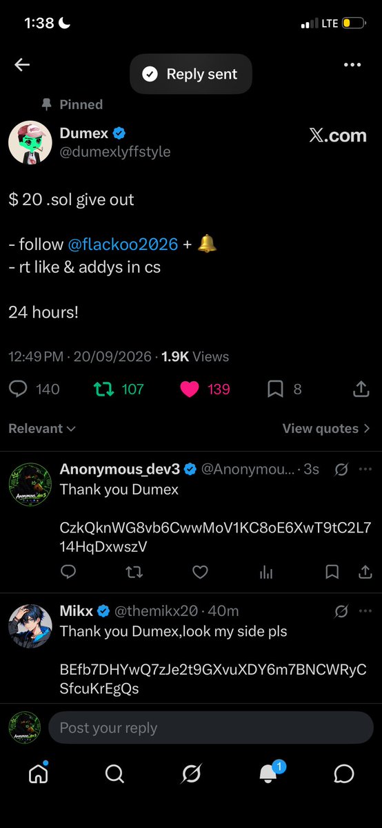 Anonymous_dev3's tweet photo. @psychononumber @dumexlyffstyle CzkQknWG8vb6CwwMoV1KC8oE6XwT9tC2L714HqDxwszV
 Please first win🙏 https://t.co/xdnm8Tn2eB